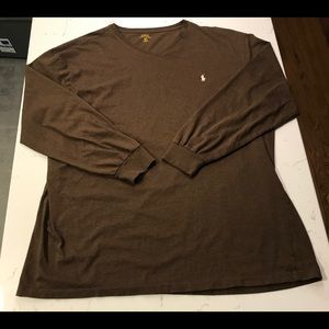 Polo Ralph Lauren V neck long sleeve brown NWOT
